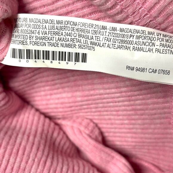 NWT FOREVER 21 Faux Wrap Knit Crop Top S Ribbed Long Sleeve Pullover 90s Retro - Picture 8 of 9